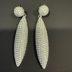Rhinestone Silver Drop Earrings